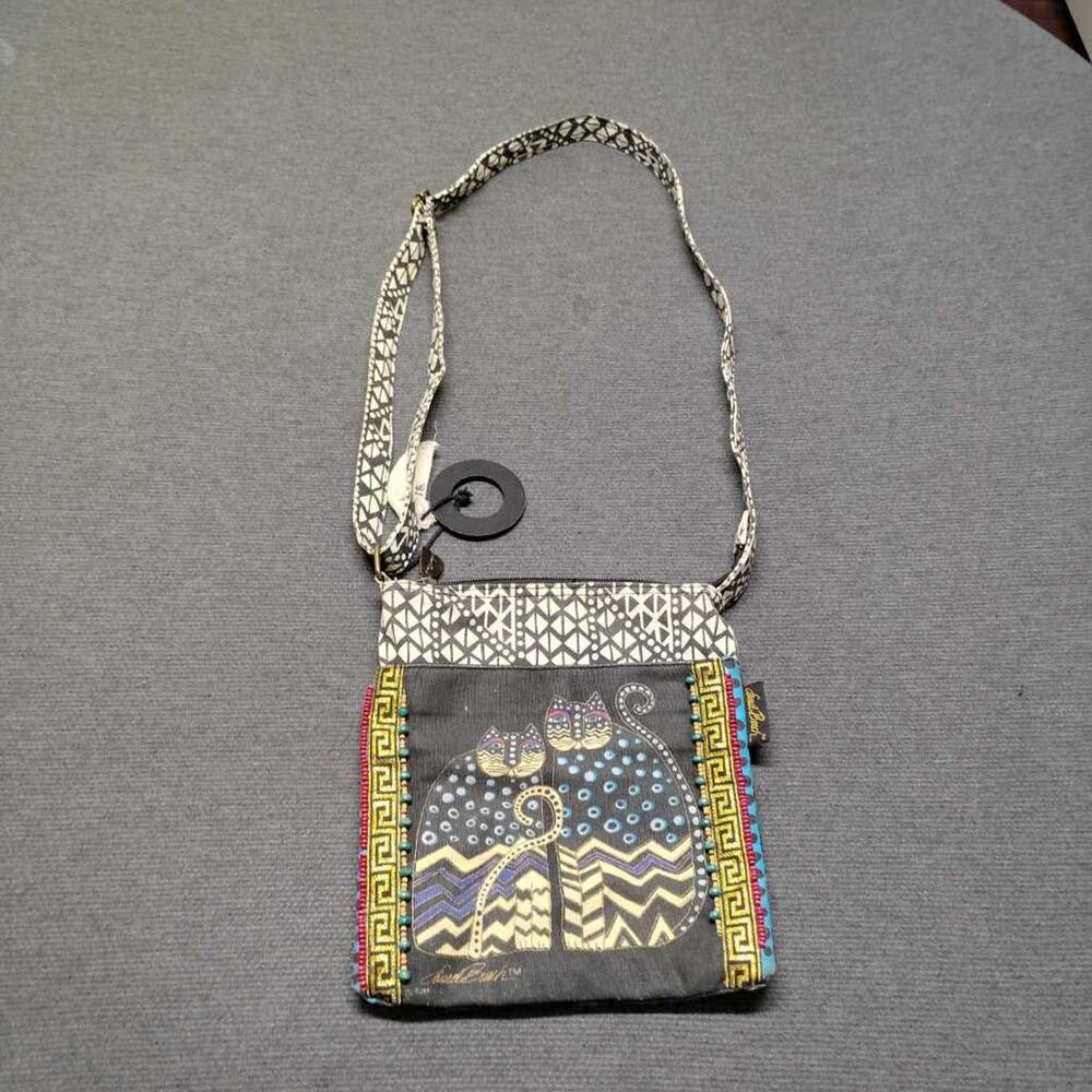 Laurel Burch Cat Print Crossbody Bag Bohemian Festival Messenger Small